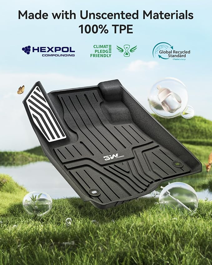 3W Floor Mats & Cargo Liner Fit for Honda CR-V 2023-2026 (Include Hybrid) | Fit for (Upper Positon) Trunk Unscented All-Weather TPE Heavy-Duty Car Mats Stain Prevention Easy to Clean