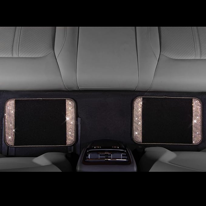 CAR PASS Bling Rhinestone Diamond Car Floor Mat, Crystal Sparkly Shining Glitter Carpet Waterproof Anti-Slip PVC Heel Pad, Universal for Interior Auto SUV,Sedan,Van,4pcs Girl Women Men, Champagne Gold