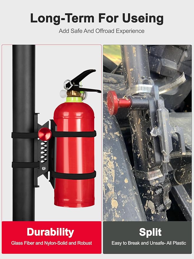 NILKATSS 2 Pieces Universal Roll Bar Fire Extinguisher Mounts for Vehicle | Adjustable fire extinguisher holder for Jeep & UTV roll cage,Secure & durable for rugged off-road driving,Easy install