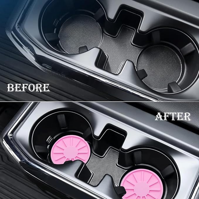 2-Piece Non-Slip Car Cup Holder Coaster – 2.75 Inch Auto Insert, Universal Fit for Cars & SUVs – Durable & Easy to Clean Drink Mat (Pink)