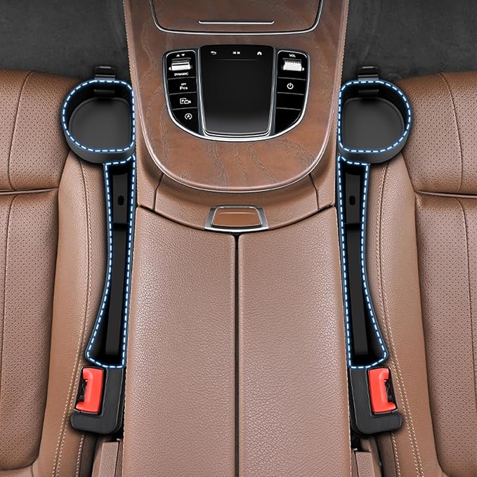 2026 Upgraded Car Seat Gap Filler with Holder and Hook, Car Seat Accessories Interior, Car Seat Gap Plug with Storage Slot, Car Organizer Fit Sedan SUV Truck, 2 Pack Black