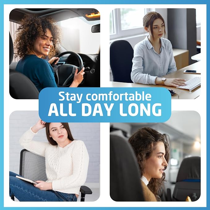 Lumbar & Neck Support Pillow Kit - Black - Back & Neck Support Pillow for Car & Office Chair - Memory Foam Pillow - Ergonomic Pillow for Neck & Back Pain
