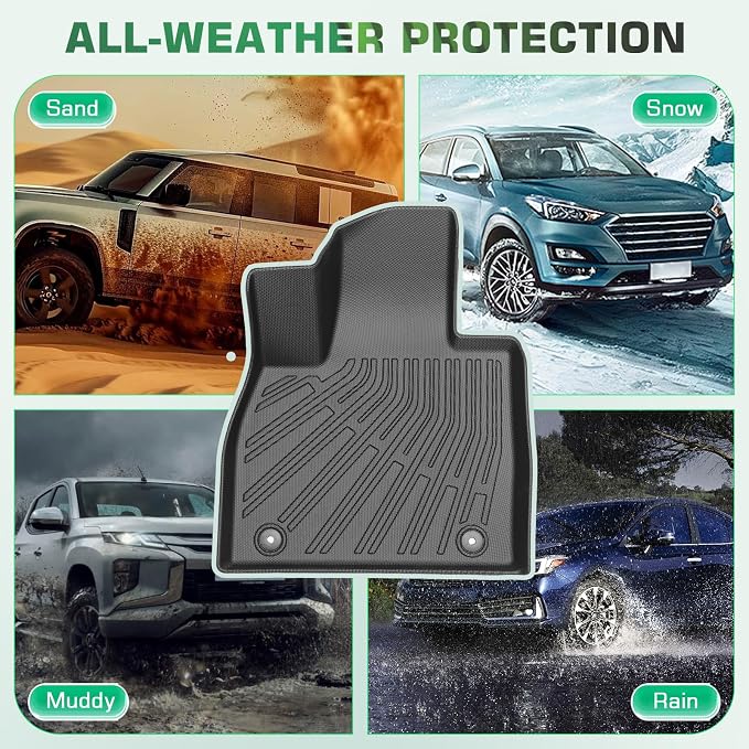 Floor Mats for Hyundai Kona 2018-2023 (No for EV) & Kona N 2022 2023 | Custom Fit All-Weather Rubber Car Cargo Liners for Hyundai, High Edges Anti-Slip TPE Mats, Front & 2nd Row & Trunk Mat