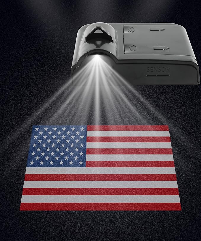 2Pcs American Flag Car Door Lights Logo Projector,Car Door LED Logo Projector Light,Car Door Welcome Logo Projector Lights,Universal Holeless Magnet Sensor Ghost Shadow Welcome Lamp(Red)