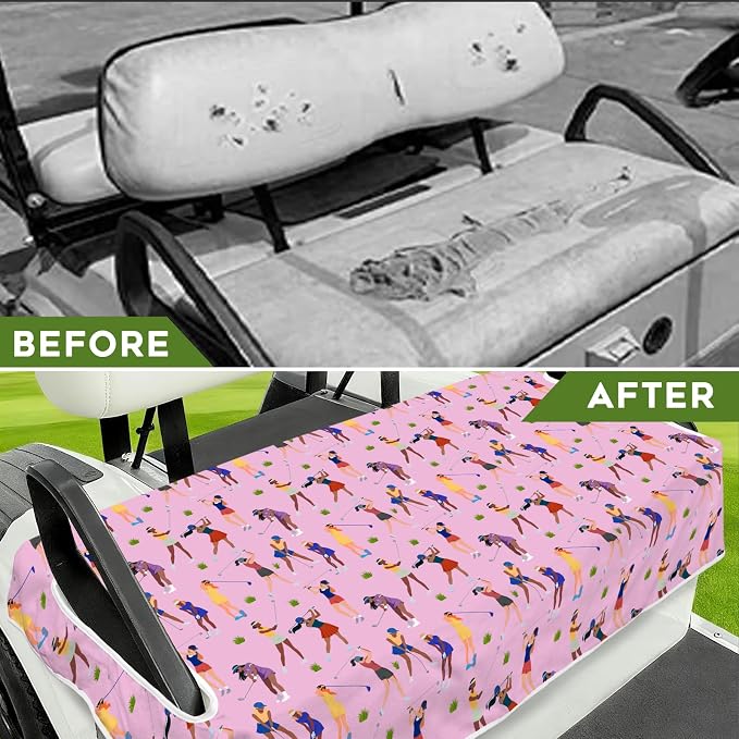 Golf Cart Seat Covers Club Car Golf Cart Accessories for Men Women Golf Carts Seat Towel Blanket 2-Seat Golf Cart Decorations