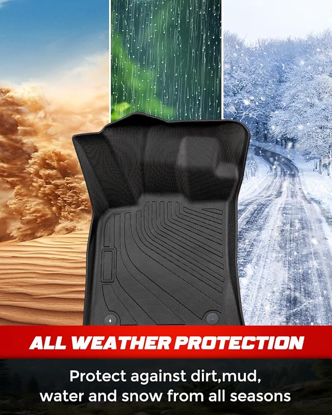 Car Floor Mats for Porsche Macan 2014-2025 2026 4PCS Full Set Not for EV | All Weather Full Coverage Floor Liners Heavy Duty Waterproof Long-Lasting Macan T/S/Turbo/GTS Accessories TPE Rubber Carpet