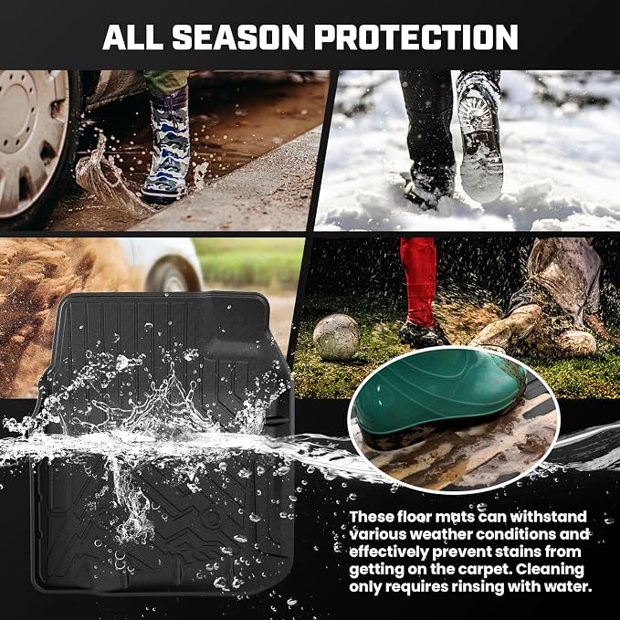 Mixsuper F150 Floor mats-Floor mat for Ford F150/Ford Bronco 1980-1996, F-250/F350 1980-1997 Classic Ford Truck Accessories,All Weather TPE Rubber Floor Liners Protection,Anti-Slip Car Mats, Black