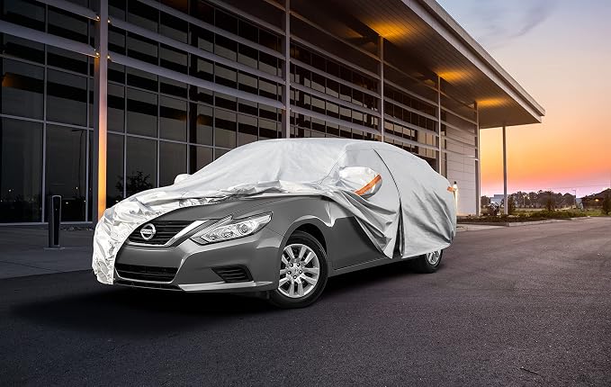 Kayme 6 Layers Car Cover Custom Fit for Nissan Altima (2002-2025) Waterproof All Weather for Automobiles, Outdoor Full Cover Rain Sun UV Protection.Silver