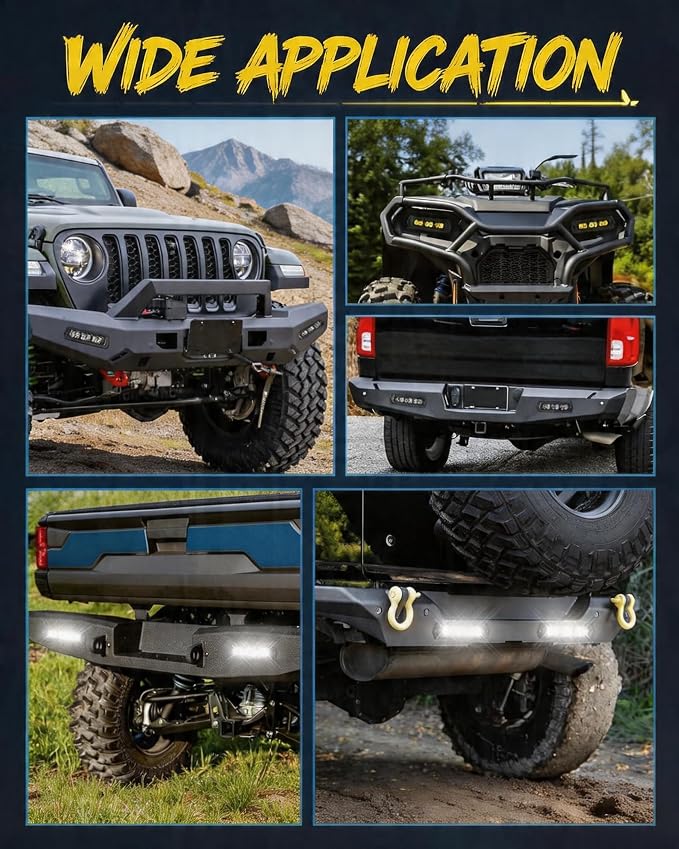 7 Inch Flush Mount LED Pods Bumper Lights 2PCS 120W Off Road Reverse Light | 12000LM Diffusion Beam Driving Backup Lights IP68 Waterproof + DT Harness Kit Flush LED Work Light for Truck SUV ATV UTV 4x4