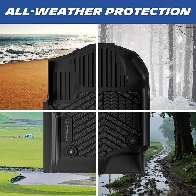 Michelin Vehicle Mats, Premier Series All-Weather TPE Custom Fit Liner for 2017-2026 Ford F250/F350/F450 Super Duty Crew Cab Bucket Seat Carpet Floor with Under Seat Storage
