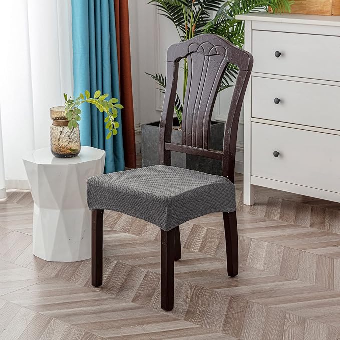 Genina Waterproof Seat Covers for Dining Room Chair Covers Waterproof Dining Chair Covers (6 PCS-Rear-gapped, Grey)