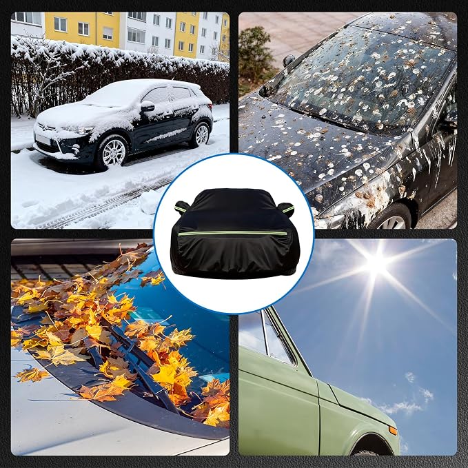 Sedan Car Cover Waterproof Heavy Duty All Weather Protection Snow Anti-UV Windproof Outdoor Full Car Cover Fit for Automobiles BMW/Mercedes-Benz/Honda(Car Size:185~193''L x 72''W x 59''H)