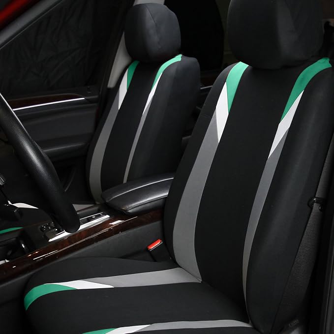 FH Group Premium Modernistic Flat Cloth Car Seat Covers β Universal Fit, Washable Seat Covers for SUV Sedan Van, Mint, Full Set