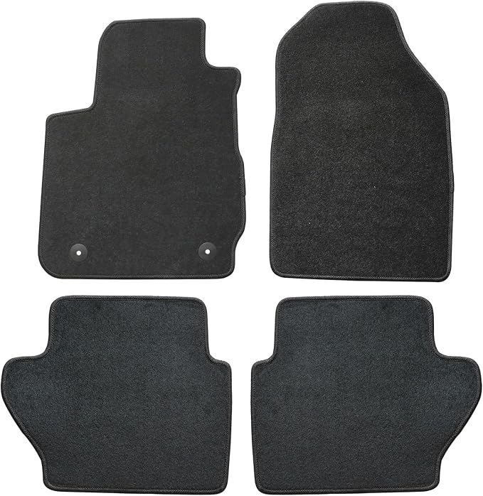 GXARTS Custom Fit Velour Car Floor Mats Full Set Fit for Ford Fiesta SE S ST Titanium 2011-2019 | Black Carpet Liners Front & Rear,with Anti-Slip Retaining Clips