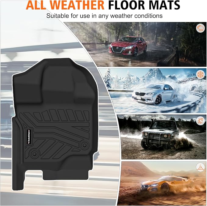 All Weather Floor Mats for Ford F150/F-150 2015-2025 SuperCrew Cab | TPE Rubber Floor Liners Anti-Slip Full Set Automotive Mats for 2025 Ford F-150 (Includes 22-24 Lightning Models) Accessories