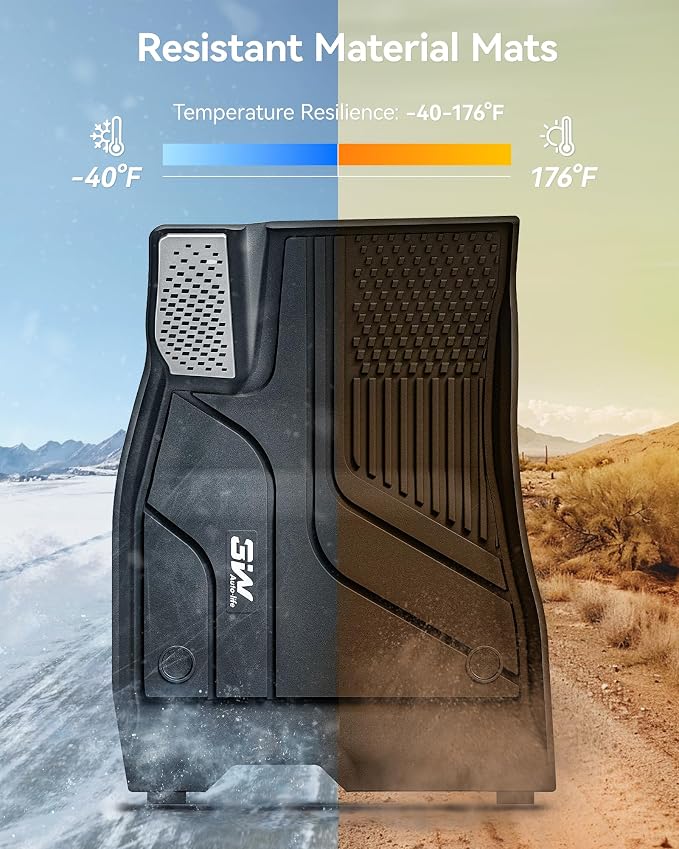 3W Tesla Model 3 Floor Mats 2024-2026 with Metal Pedal, Full Set with Cargo Liner, Highland All Weather Custom Fit Rear Trunk Mat Accessories Black