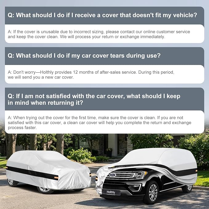 10 Layers SUV Car Cover Custom Fit for Ford Expedition Max (2017-2026), Waterproof All Weather for Automobiles, Outdoor Full Cover Sun Dust Rain Protection with Cotton. Silver