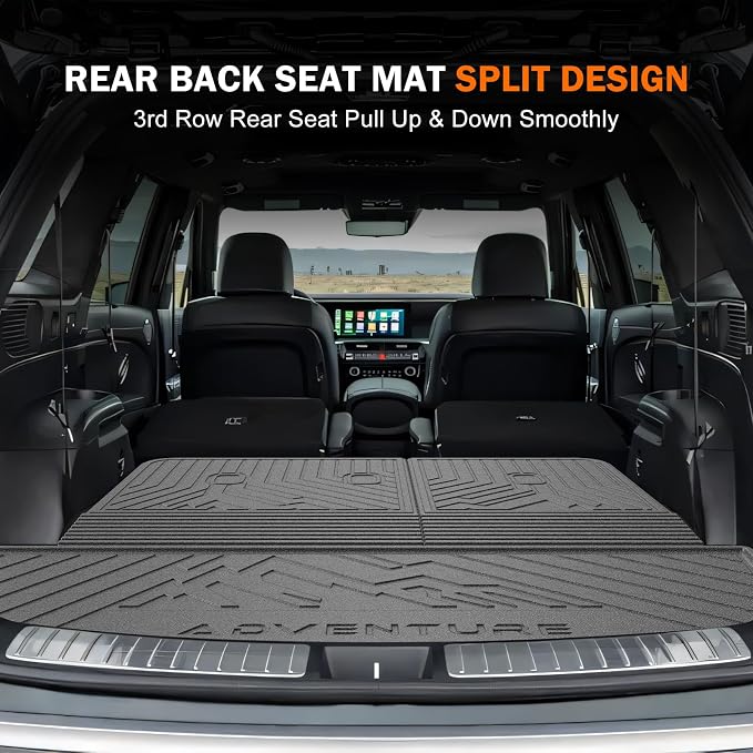 KUST Floor Mats for 2026 Hyundai Palisade Accessories (Gas Only) | Rear Trunk Mat, Door Sill Protectors, All Weather Protection, TPE Rubber, Raised Edge, Extended Lip, Extra Heel Pad Plate