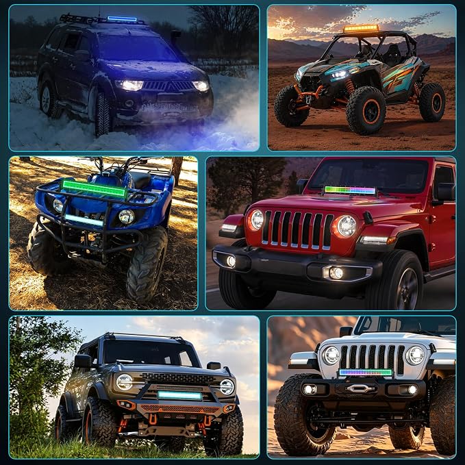 Nilight LED Light Bar 22Inch 120W Cube Flood Offroad Work Light with RGB Halo Strip Multi Chasing Flash Strobe Mode APP & Remote Control IP67 Waterproof for Truck Pickup Golf Cart SUV ATV UTV