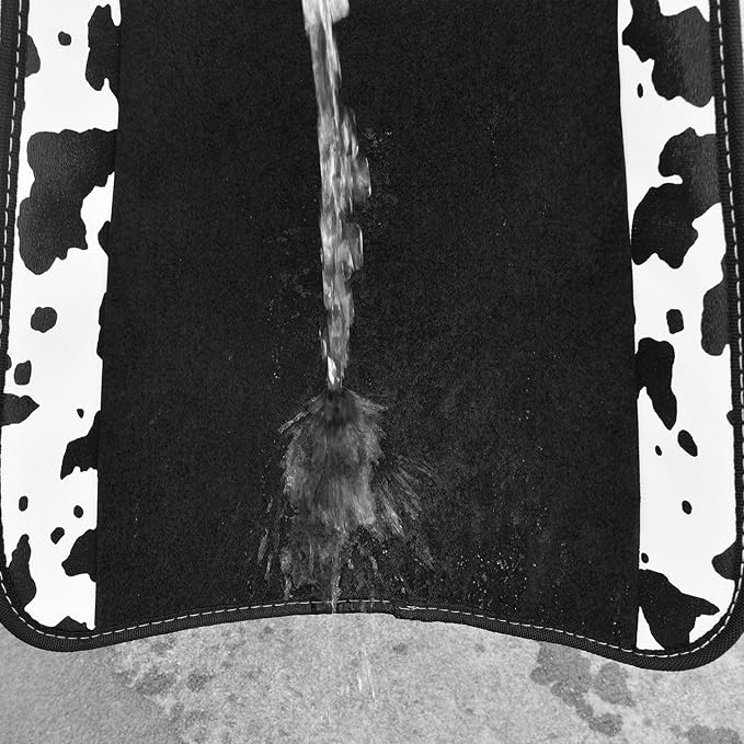 CAR PASS Waterproof Universal 3 Row Car Floor Mats, Cow Print Car Mats Fit for SUV,Vans,sedans, Trucks,Set of 3 Row Vehicles Car Carpet with Heel Pad and Nibs Backing, Cute Women Girly (Black White)