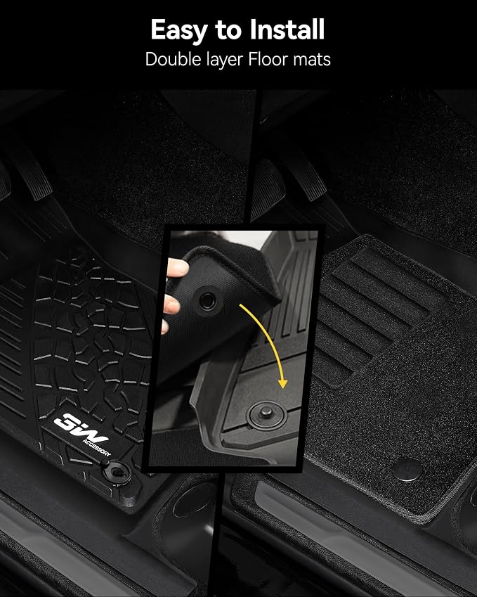 3W Floor Mats & Cargo Liner with Carpets on TOP Fit for Jeep Wrangler JL 2018-2025 2026 Unlimited 4-Door Sahara Willys Rubicon with Subwoofer(Non JK or 4XE) Car Mats Custom Fit for Wrangler JL, 6PCS
