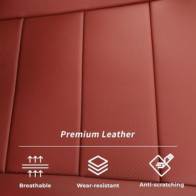 coverdream Tacoma Hybrid Seat Covers Full Set for 2024-2026 Toyota Tacoma TRD Sport,TRD Off-Road,Limited,Trailhunter Pickup,Fully Covered,Waterproof Leather Car Seat Protector (Wine Red)