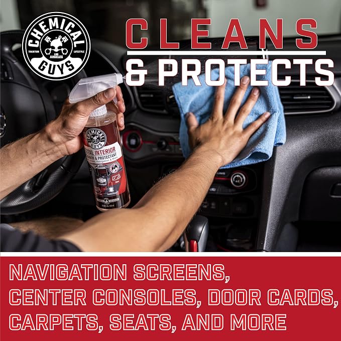 Chemical Guys, Total Interior Cleaner & Protectant, Black Cherry, 2 x 16 oz | Cleans dash, leather, vinyl, plastic, glass and fabric in one step, residue-free, black cherry, two pack