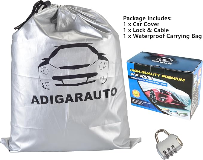 Car Cover Fit for 191-200 inches Length Sedan Waterproof All Weather Outdoor Full Cover Rain Sun UV Protection Driver Side Door Zipper Dirtproof, Scratch Resistant, Breathable, Dustproof