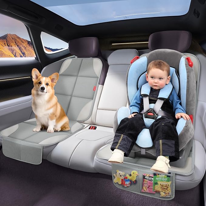 Car Seat Protector for Child Car Seat, 600D Fabric Safe Car Seat Cover with Upgraded Non-Slip Backing, Waterproof Carseat Seat Protectors with Thick Pad, 1PCS