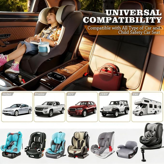 Bacgnyer Car Seat Protector 2 Pack, with Non-Slip Backing and Mesh Pockets | Carseat Seat Protectors for Child Baby Car Seat Mat Vehicle Pet Cover, Waterproof & Durable 600D Fabric Car Seat Cover