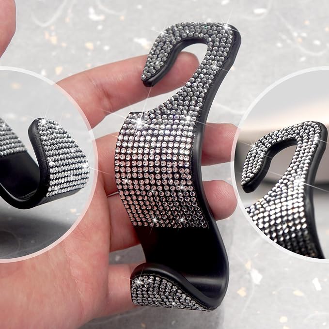 4 Packs Car Purse Hook, Bling Seat Headrest Bag Holder Hanger for Car, Easy Install Car Organizer Accessories Gift for Women (Silvery)