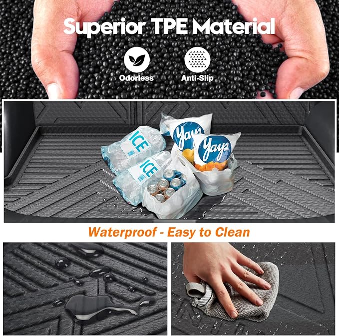 KUST Floor Mats Trunk Mat Set for Kia Sportage 2023-2025 (Not for Hybrid/EV), All Weather Cargo Mat Back Seat Protector for Sportage Accessories, TPE Rubber Raised Edge