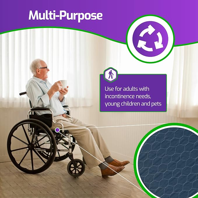 Waterproof Seat Protector (17.7 x 17.7)” - Blue Absorbent Seat Covers - Waterproof Chair Pad for Incontinence Washable - Chair Protectors - Incontinence Pads for Kids, Pets, Adults, & Seniors