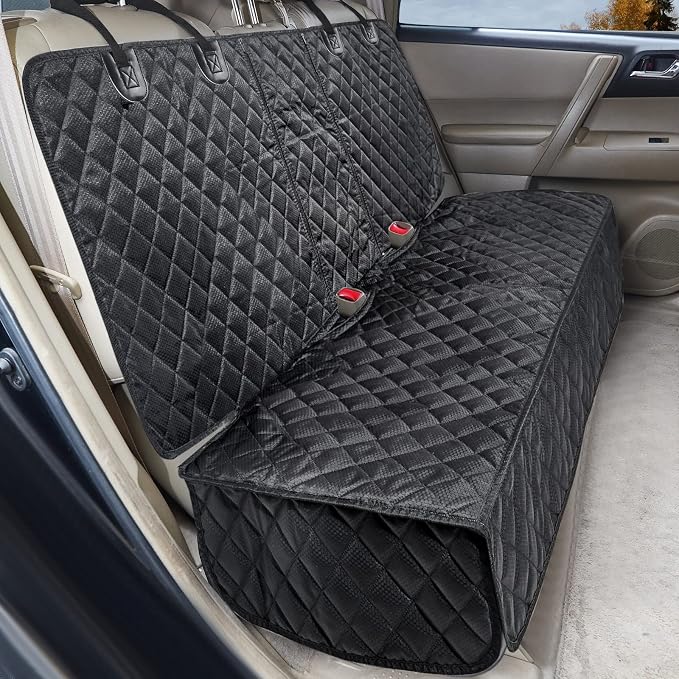 ANOSOSPECIAL Dog Car Seat Cover for Back Seat,Car Seat Protector for Dogs Nonslip Water Proof Universal Fit Dog Car Seat Cover for ISOFIX Truck SUV(Large,Black)
