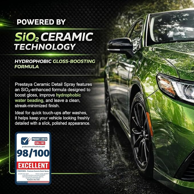 Premium Ceramic Detail Spray for Cars SiO2 Quick Detailer Spray Hydrophobic Water Beading Gloss Booster for Cars Trucks SUVs Motorcycles & RV 16 fl oz