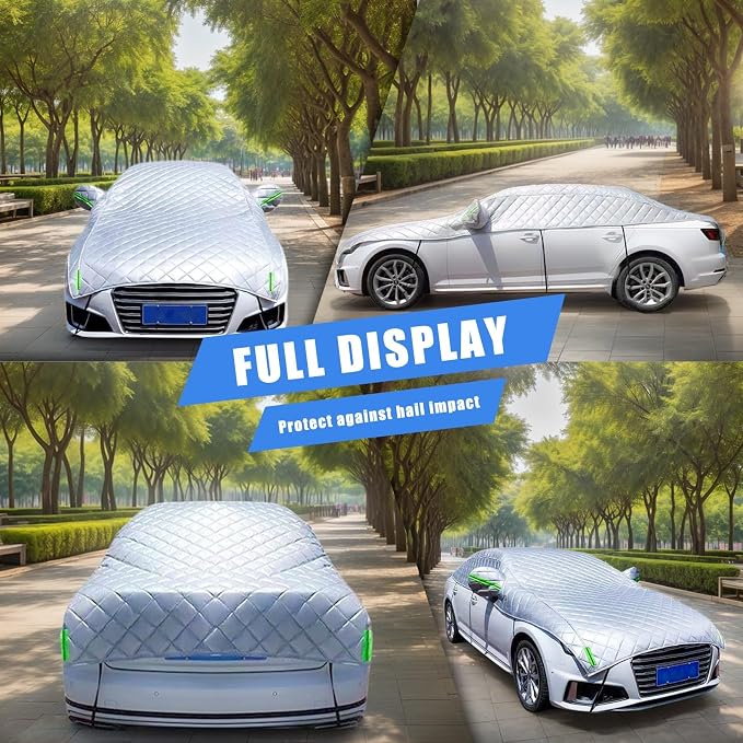 Hail Protector Car Cover SUV,5-Layer Padded Anti-Hail Car Covers,Heavy Duty Waterproof Protector with Reflective Strips,Hail Cover for SUV/Sedan/Hatchback(Silver-SUV)