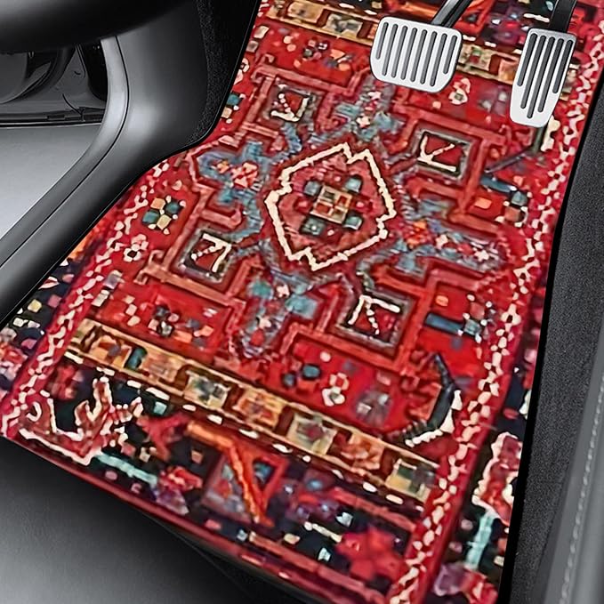 Car Floor Mats Non-Slip Automotive Floor Mats All-Weather Front Rear Car Floor Foot Mat Sets of 4 Pieces Foot Mats Rugs Carpet for Car Trucks SUV Sedans (Red 2.0)