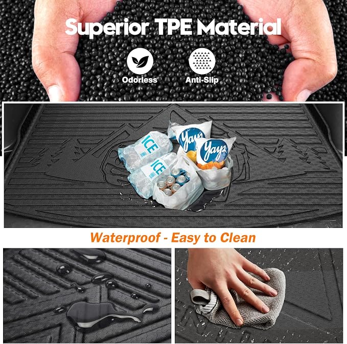 KUST Floor Mats for 2021-2026 Chevy Trailblazer Accessories (AWD Only) | Rear Cargo Trunk Mat (Cargo Deck in Upper Position), Front Rear Car Mats All Weather Protection, TPE Rubber, Raised Edge