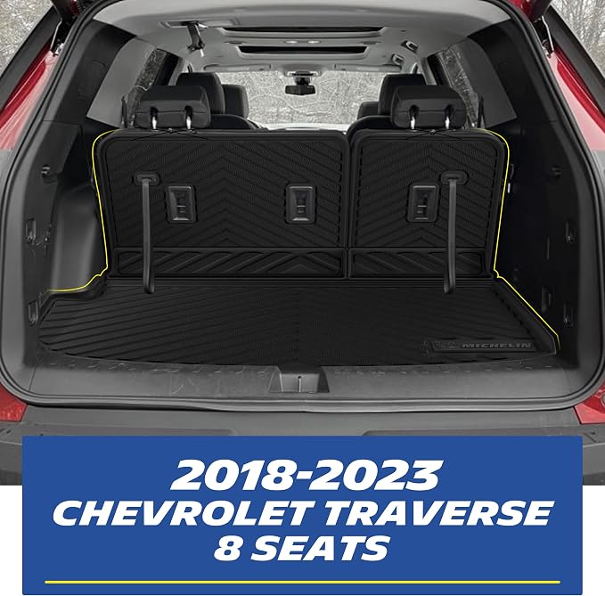 Michelin Vehicle Mats for 2018-2023 Chevrolet Traverse 8 Seats Bench Seats | All-Weather TPE Custom Fit Liner, Premier