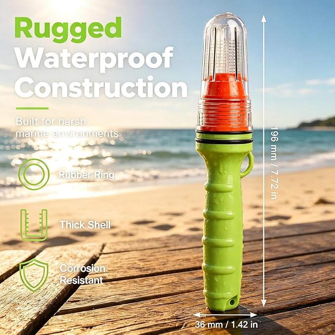 Premium Boat Flares Coast Guard Approved-Waterproof Marine Flares Emergency Visibility Kit for Fishing Boat, LED Roadside Flares&Throwable Flotation Device Compatible (White)