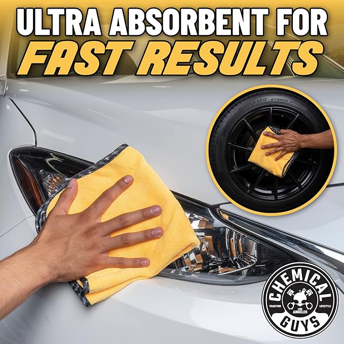 Chemical Guys, Professional Microfiber Towels, 24 x 16 in, Gold, 6 Pack | Ultra-soft, scratch-free towels to buff wax, dry panels and clean glass and interiors, machine washable