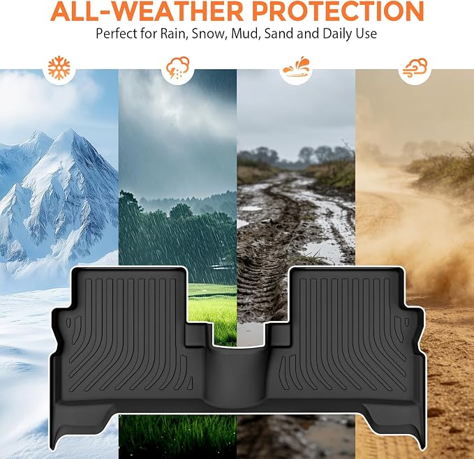 Floor Mats for Ford Escape 2013-2019 and for Ford C-max 2013-2018 | Custom Fit Heavy Duty TPE All Weather Protection, Waterproof Non-Slip Black Car Liners for Front & Rear (Two-Row Floor Mats)