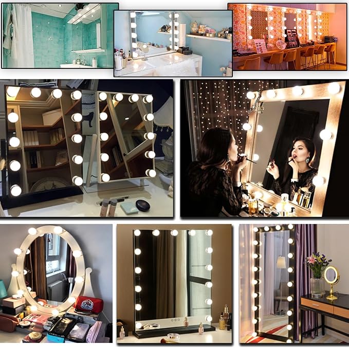 Vanity Mirror Lights 8 Bulbs Hollywood Style 3 Colour Changing & 9 Brightness, for Makeup Dressing Table Mirror