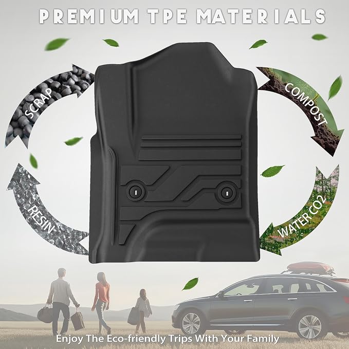 KARPAL Floor Mats for 2014-2018 Chevy Silverado & GMC Sierra 1500 Crew Cab, 2015-2019 Silverado/Sierra 2500/3500 Crew Cab(Footwell Cvg), All-Weather TPE Custom Fit Floor Liners Car Accessories