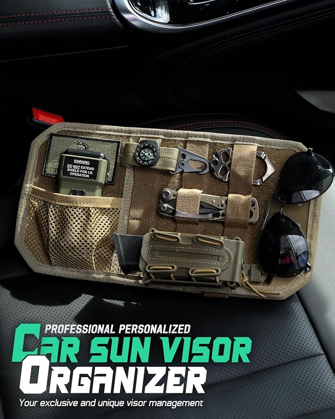 LIVANS Tactical Car Sun Visor Organizer, Fit Cars Trucks SUV Jeeps Patrols | Livans Tactical Car Sun Visor Organizer, Fit Cars Trucks Suv Jeeps Patrols