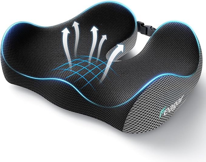 Feagar Seat Cushion for Office Chair - Memory Foam Tailbone Cushion for Desk Chair, Car Seat and Wheelchair - Ergonomic Chair Pad for Hip and Lower Back Comfort Gray | Seat Cushion for Tailbone Pain Relief - for Desk Chair, Car& Wheelchair Car Seat Pad...