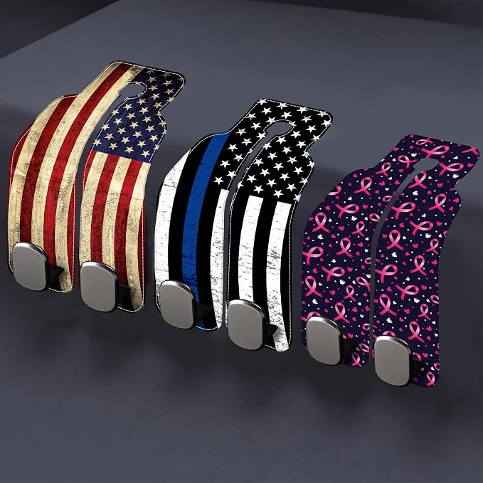 Car Seat Headrest Hooks for Purses and Bags Abstract Pink Leopard 1 Pack Bag Purse Holder for Car with Double Metal Hooks Car Purse Hanger Hanging Accessories