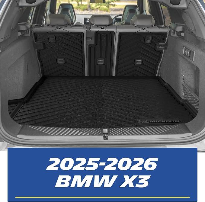 Michelin Vehicle Mats for 2025-2026 BMW X3 G45 30 xDrive/M50 xDrive | Custom Fit, Non-Slip, All-Weather TPE Liner, Premier Series Floor/Trunk/Backrest, 7 Piece