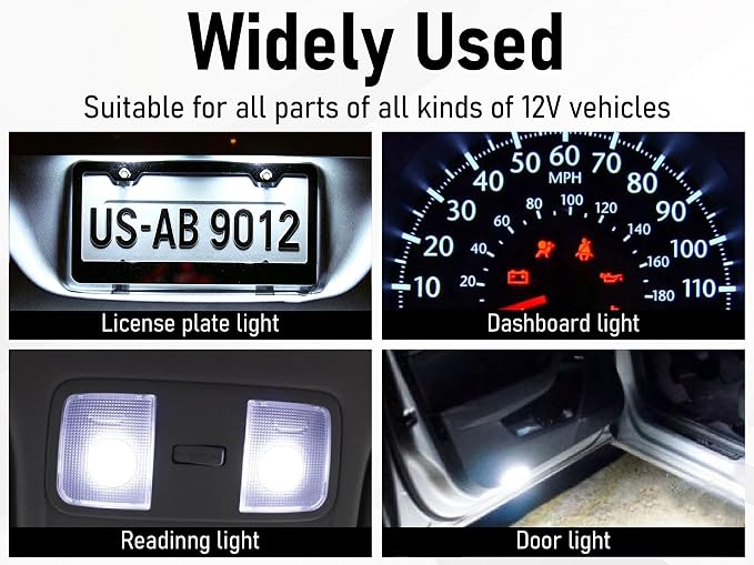 30 PCS Car 194 LED Bulbs, 168 2825 W5W T10 Wedge COB LED Replacement Bulb, 6000K License Plate Light Bulb, Error Free Interior Bulb for Dashboard Light, Dome Lights,License Plate Lights (White)