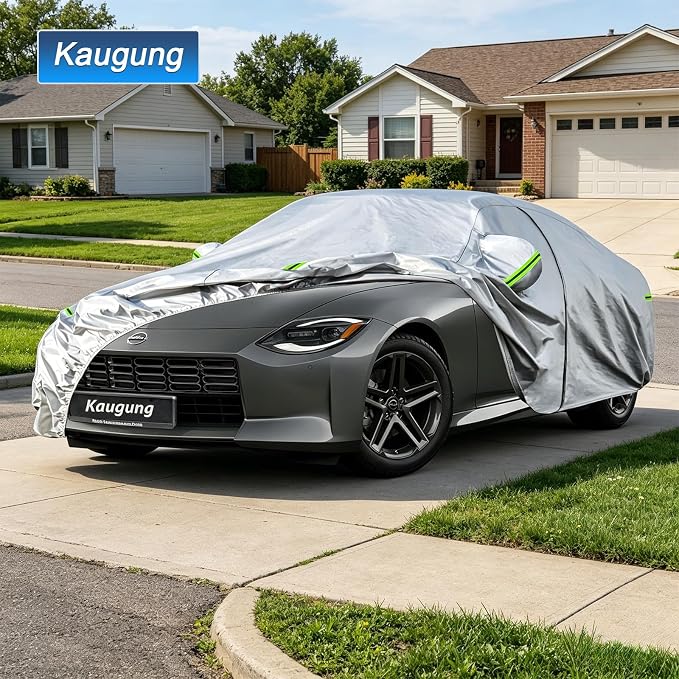 Kaugung Car Cover Custom Fit for 350Z 370Z Z (2002-2026), 6 Layers Waterproof All Weather for Automobiles Full Exterior Cover Rain Sun Snow Protector with Door Zipper. Silver